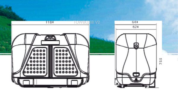 Misure ed ingombri Baule Portacani (Towbox 2)